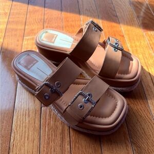 Dolce Vita Platform Slide Sandals with Buckle Detail